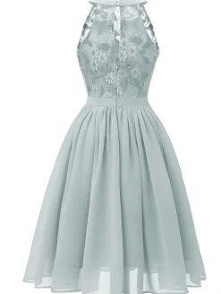 Outlet Retro Stage 1950s Floral Lace Swing Dress Blue