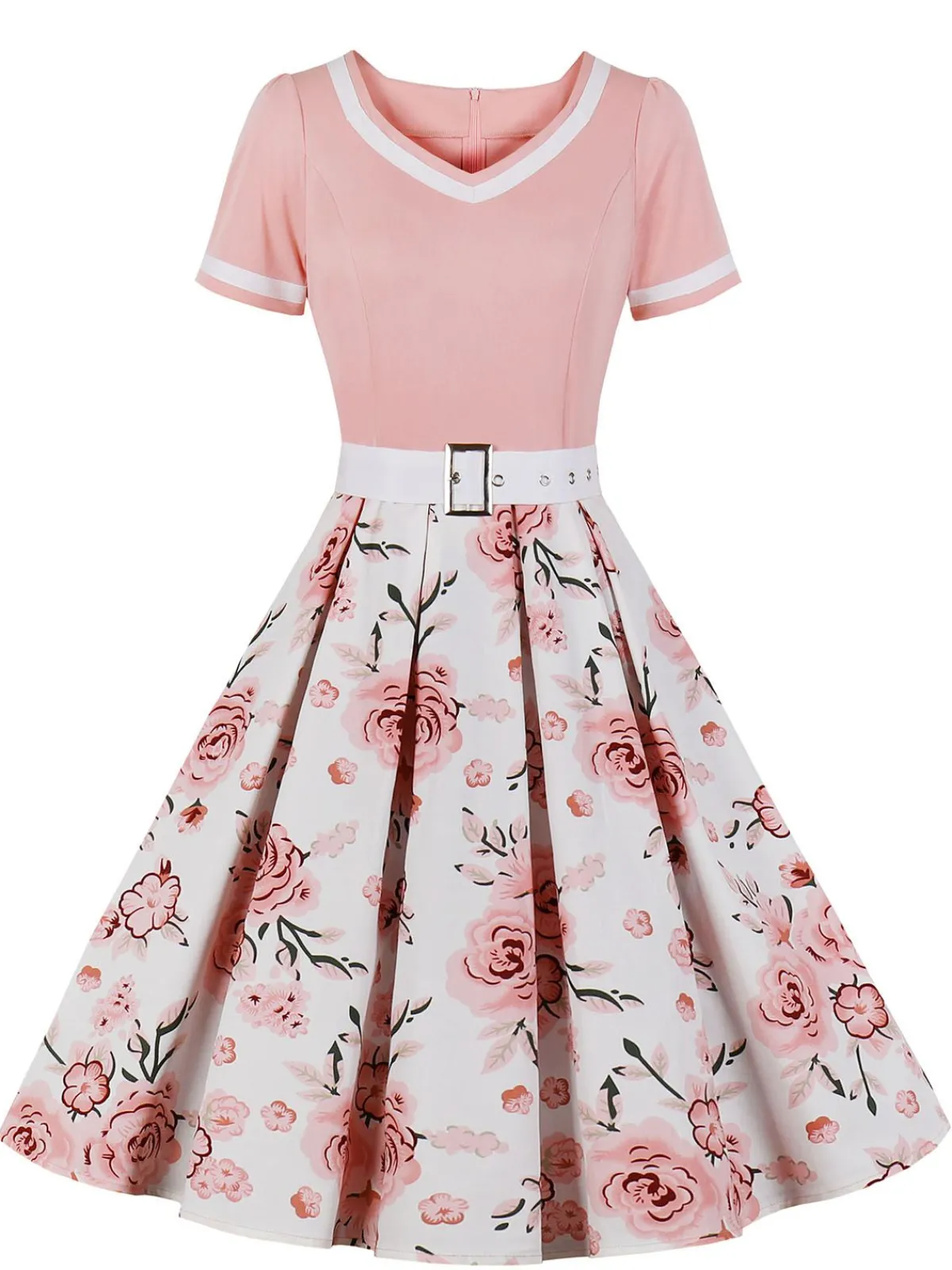 Hot Retro Stage 1950s Floral Patchwork Swing Dress