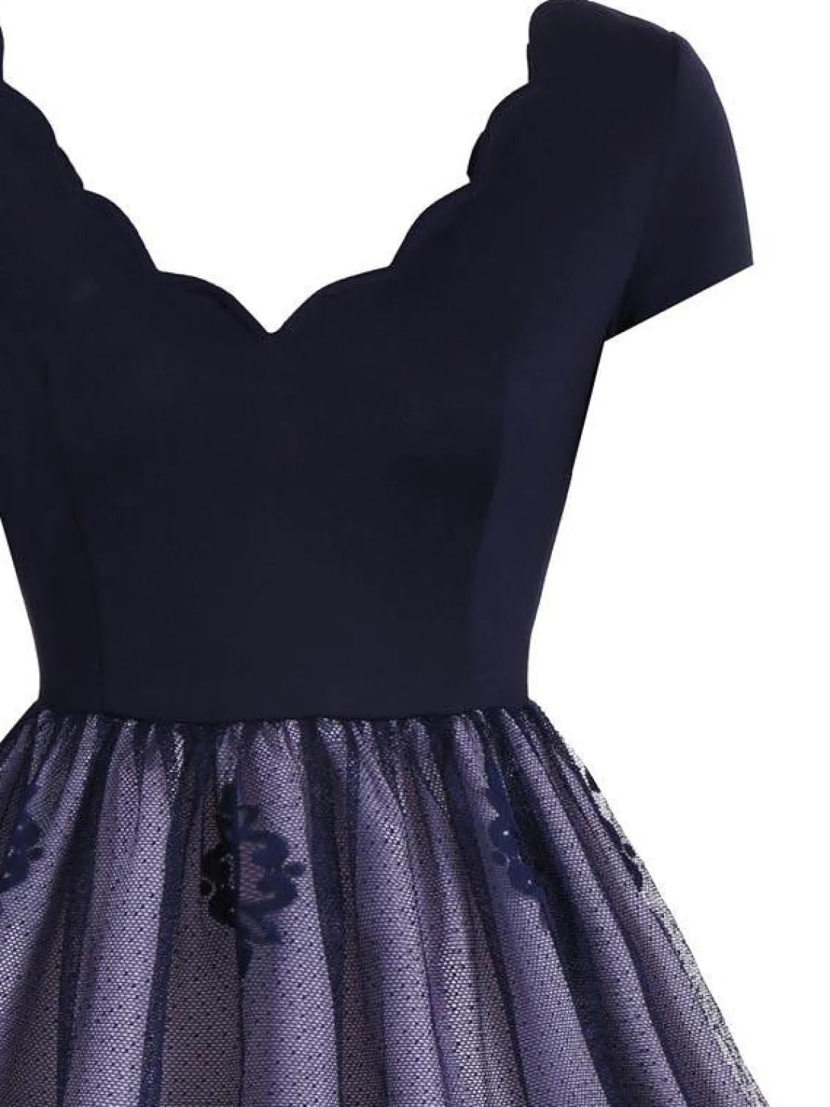 Best Retro Stage 1950s Floral Patchwork Swing Dress Blue