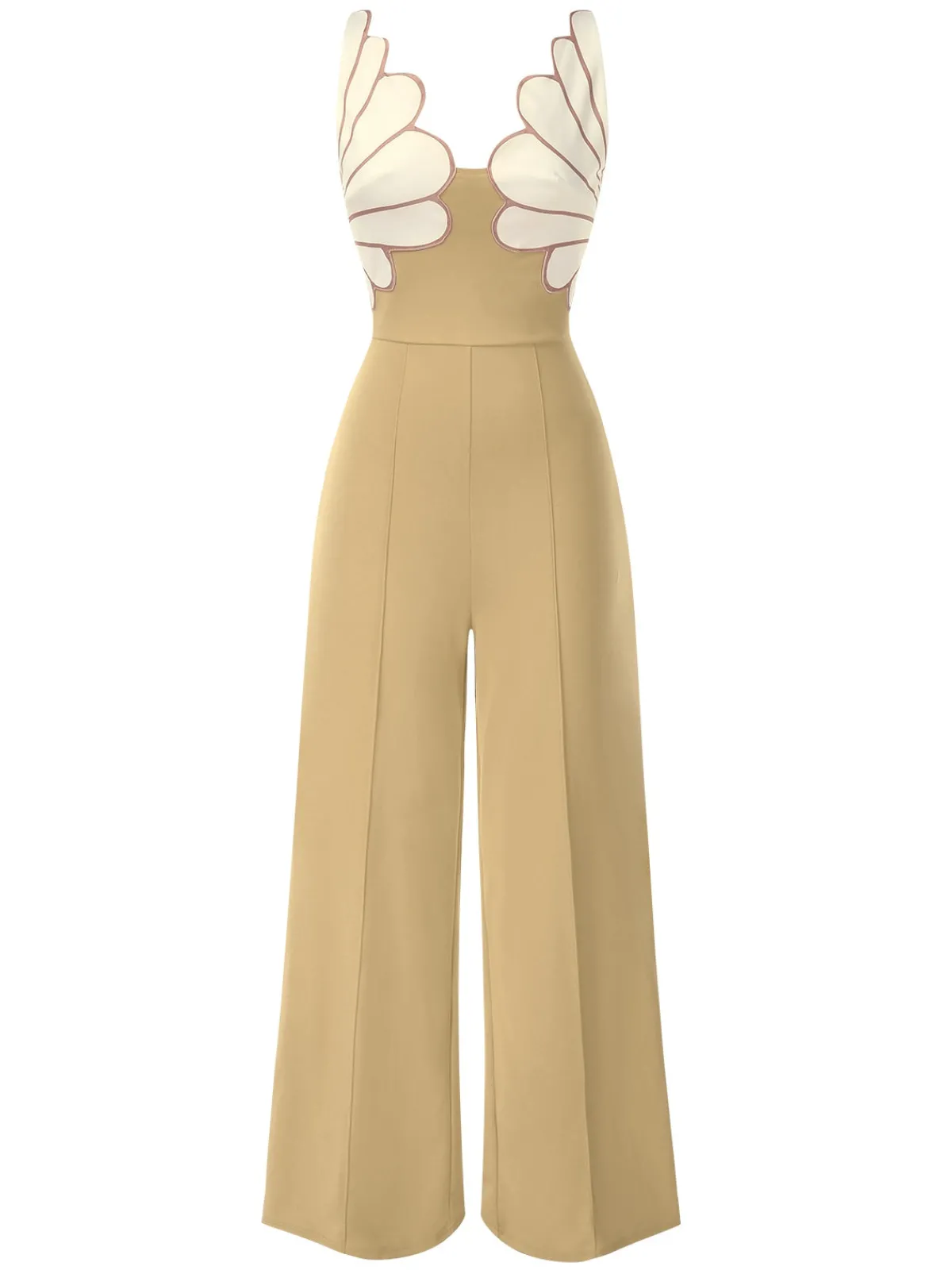 Hot Retro Stage 1930s Floral Patchwork V-Neck Straps Jumpsuit