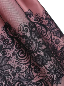 Hot Retro Stage 1950s Floral Print Off Shoulder Dress Pink