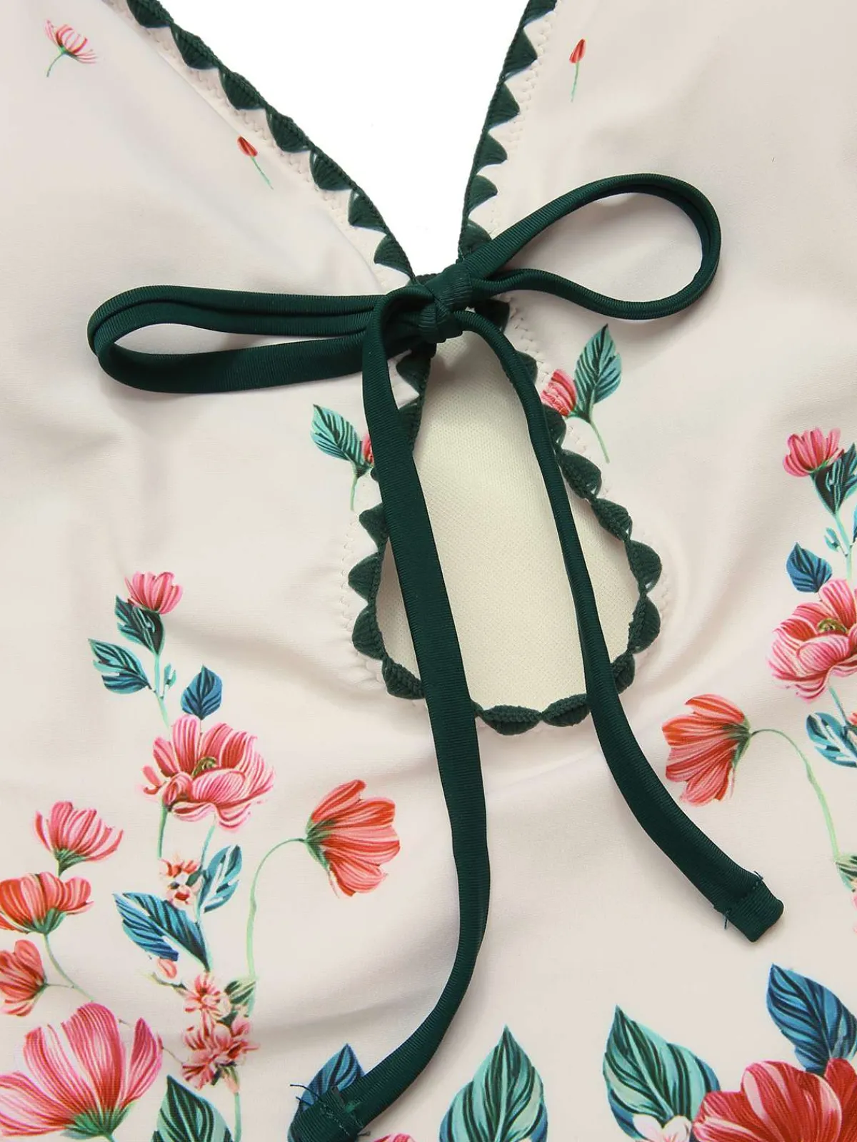 Fashion Retro Stage 1950s Floral Print Spaghetti Strap One-Piece Swimsuit
