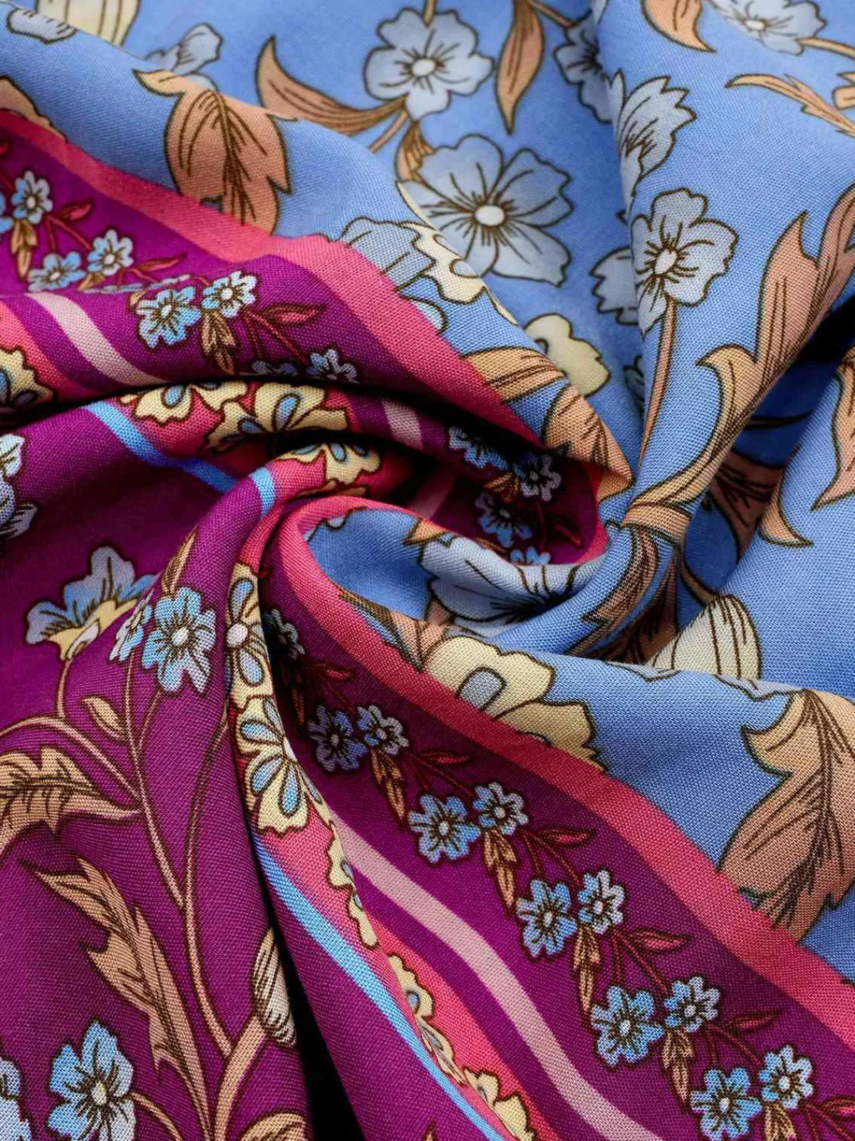 Sale Retro Stage 1970s Floral Printed Flounce Sleeves Bohemian Dress