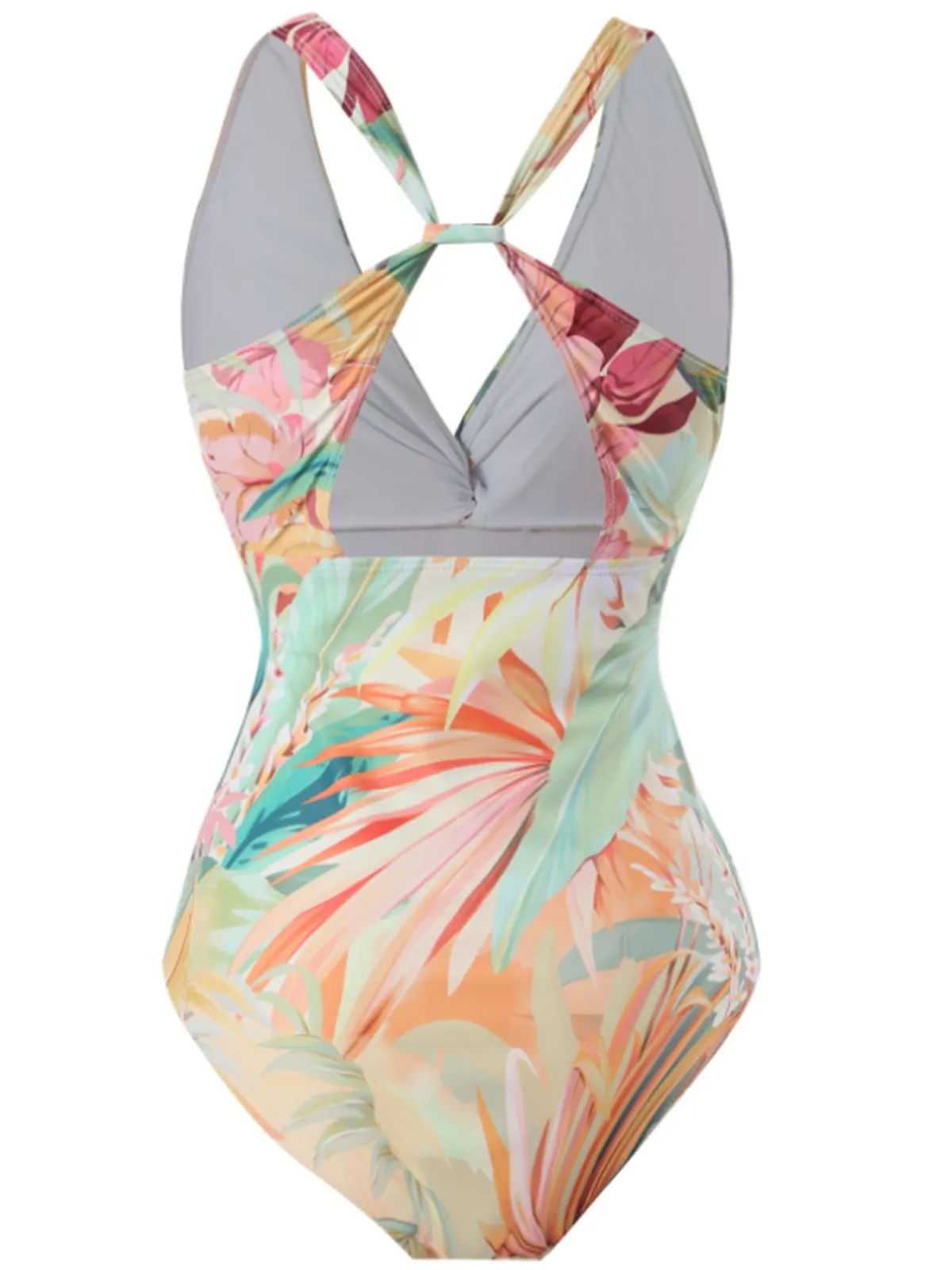 Hot Retro Stage 1940s V-Neck Tie-Waist Swimsuit Floral