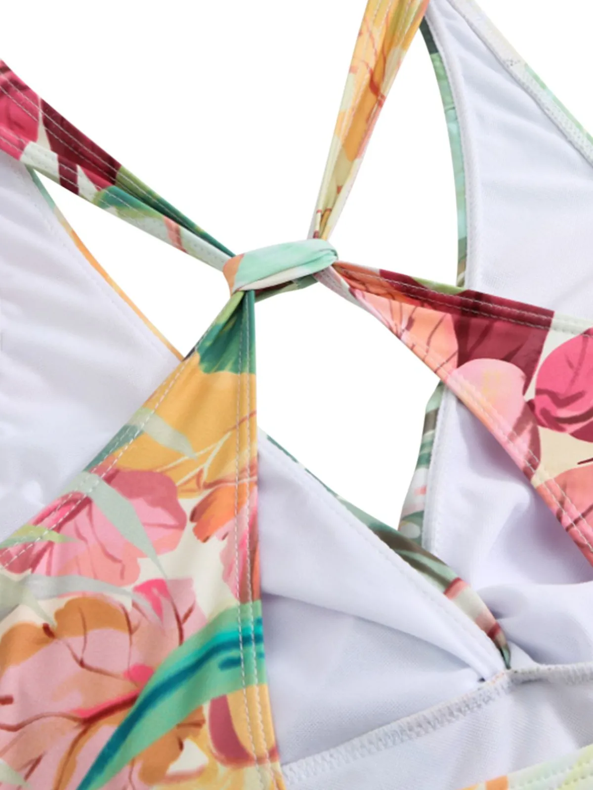 Hot Retro Stage 1940s V-Neck Tie-Waist Swimsuit Floral