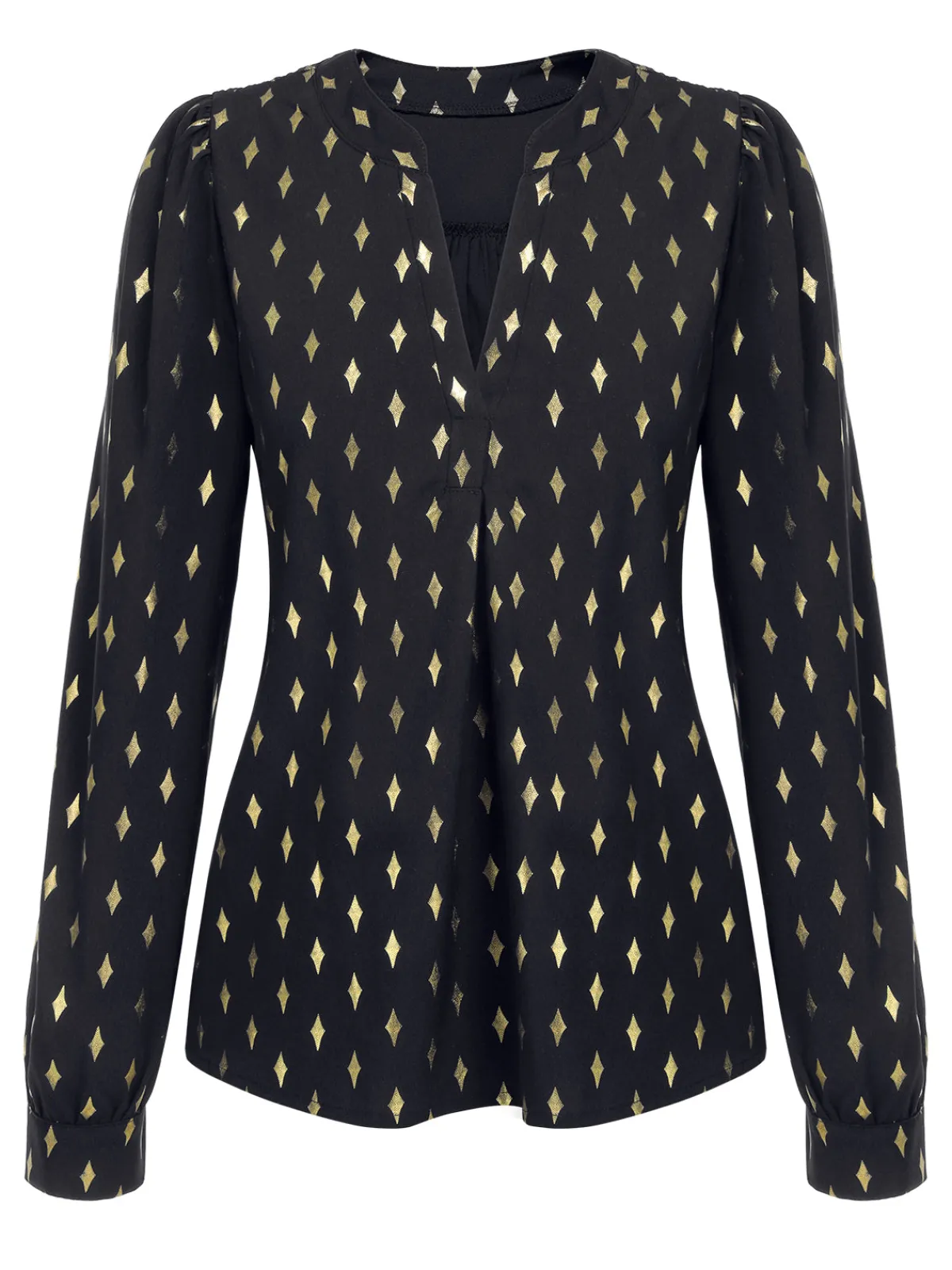Hot Retro Stage 1940s Foil Stamping Stars V-Neck Blouse