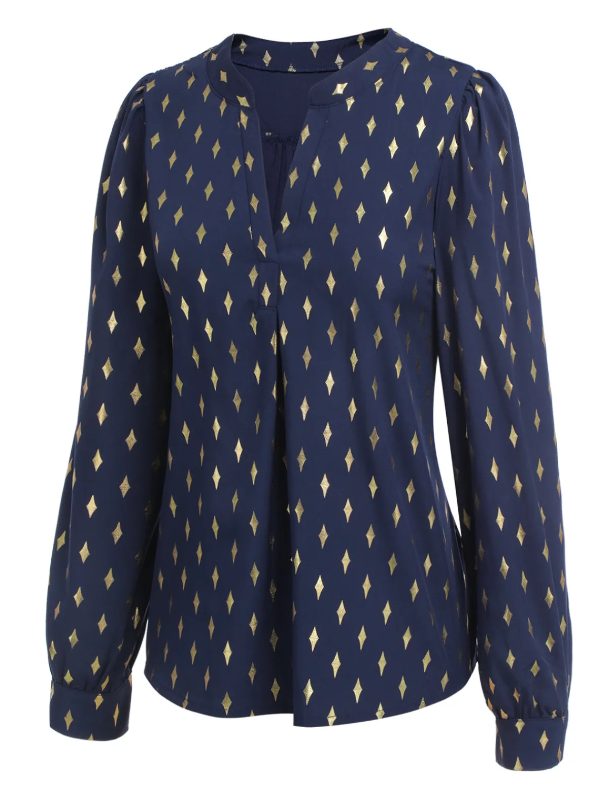 Hot Retro Stage 1940s Foil Stamping Stars V-Neck Blouse