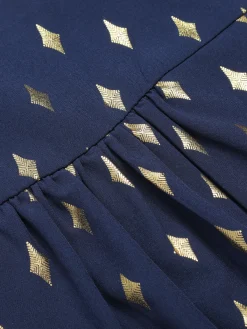 Hot Retro Stage 1940s Foil Stamping Stars V-Neck Blouse