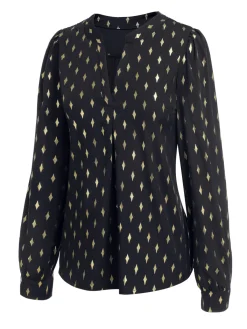 Hot Retro Stage 1940s Foil Stamping Stars V-Neck Blouse