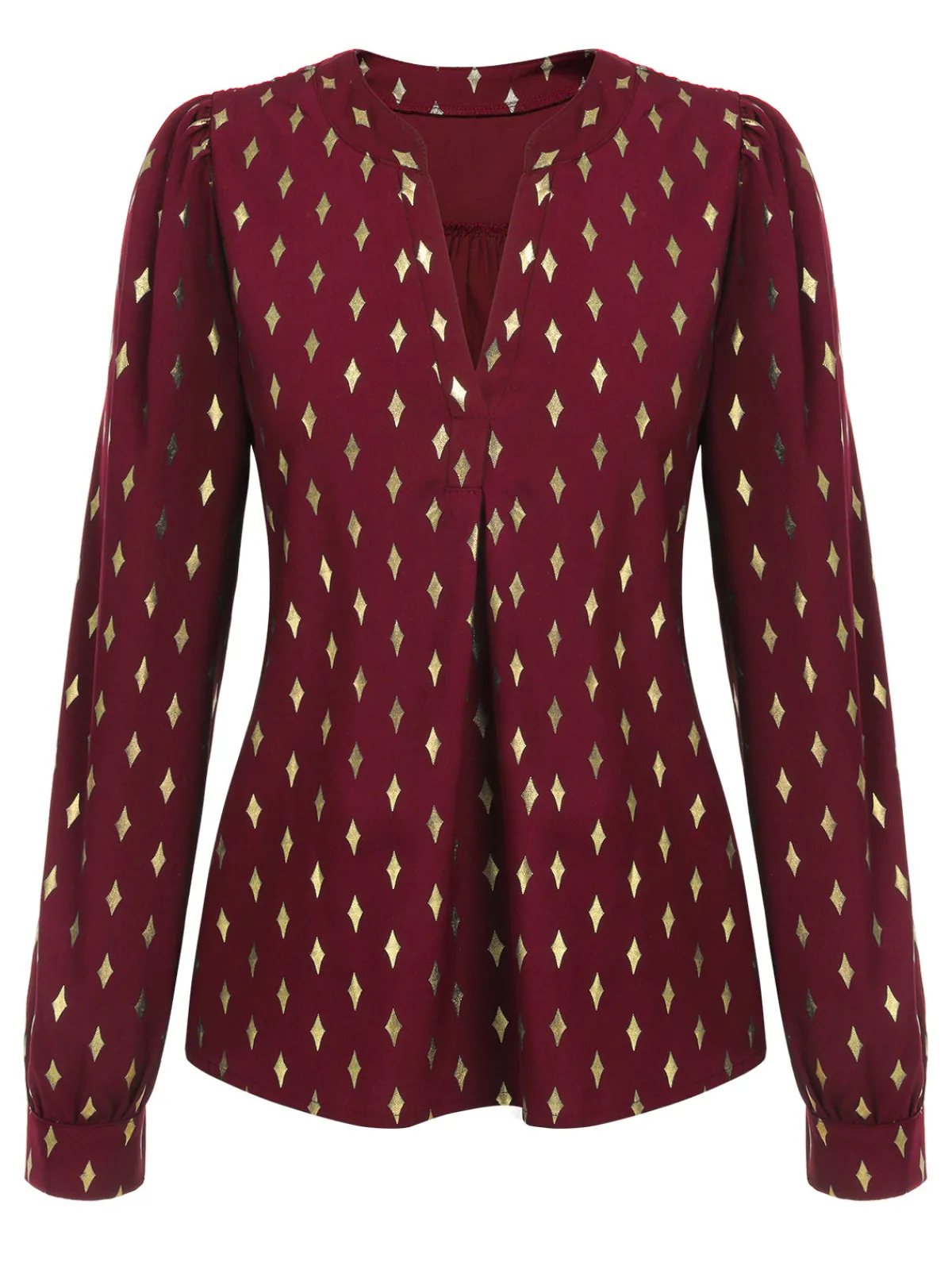 Hot Retro Stage 1940s Foil Stamping Stars V-Neck Blouse
