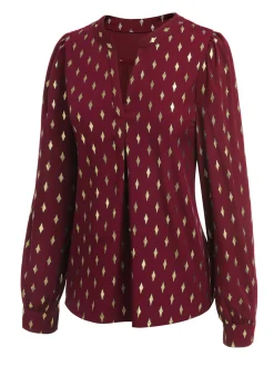 Hot Retro Stage 1940s Foil Stamping Stars V-Neck Blouse
