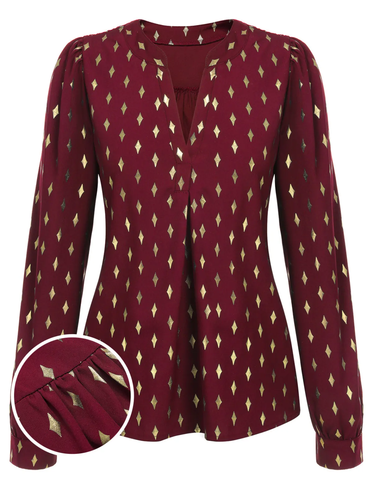 Hot Retro Stage 1940s Foil Stamping Stars V-Neck Blouse