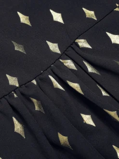 Hot Retro Stage 1940s Foil Stamping Stars V-Neck Blouse
