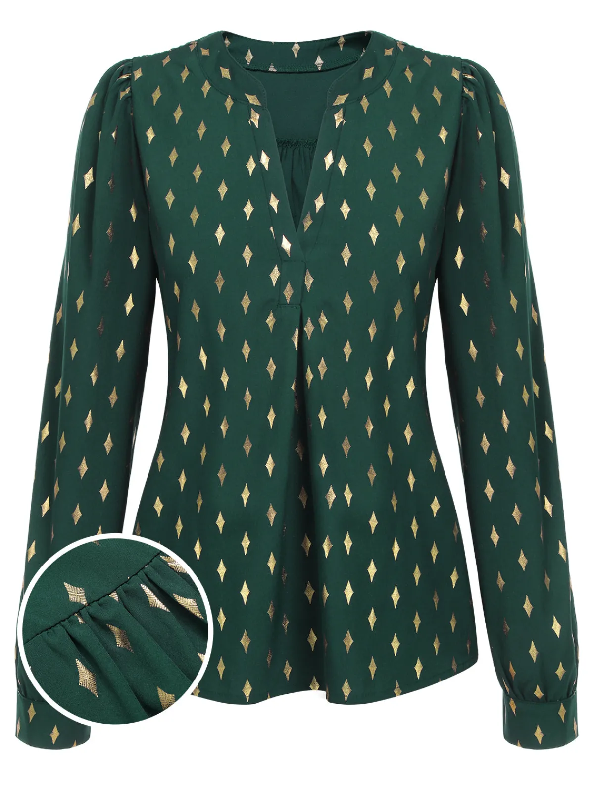 Hot Retro Stage 1940s Foil Stamping Stars V-Neck Blouse