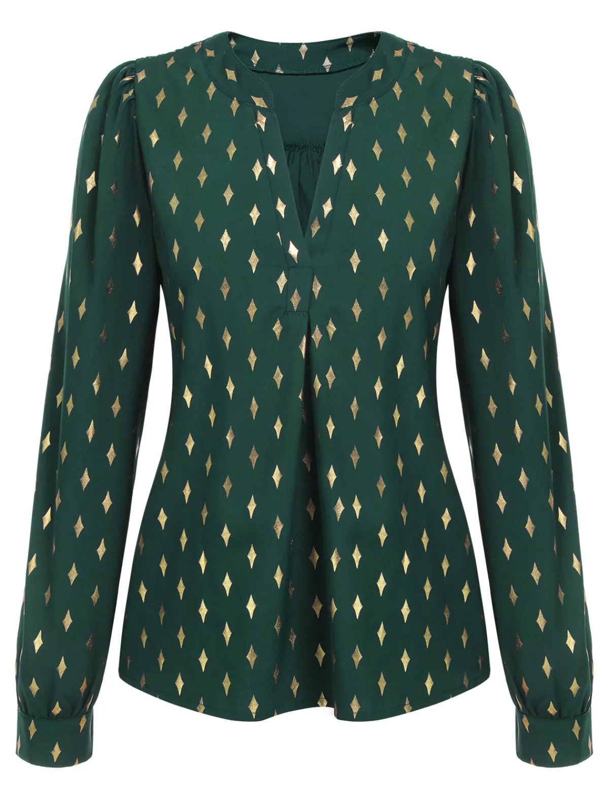 Hot Retro Stage 1940s Foil Stamping Stars V-Neck Blouse