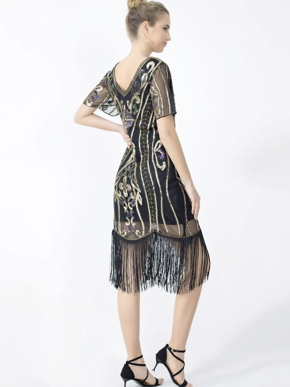 Sale Retro Stage 1920s Fringe Sequin Flapper Dress