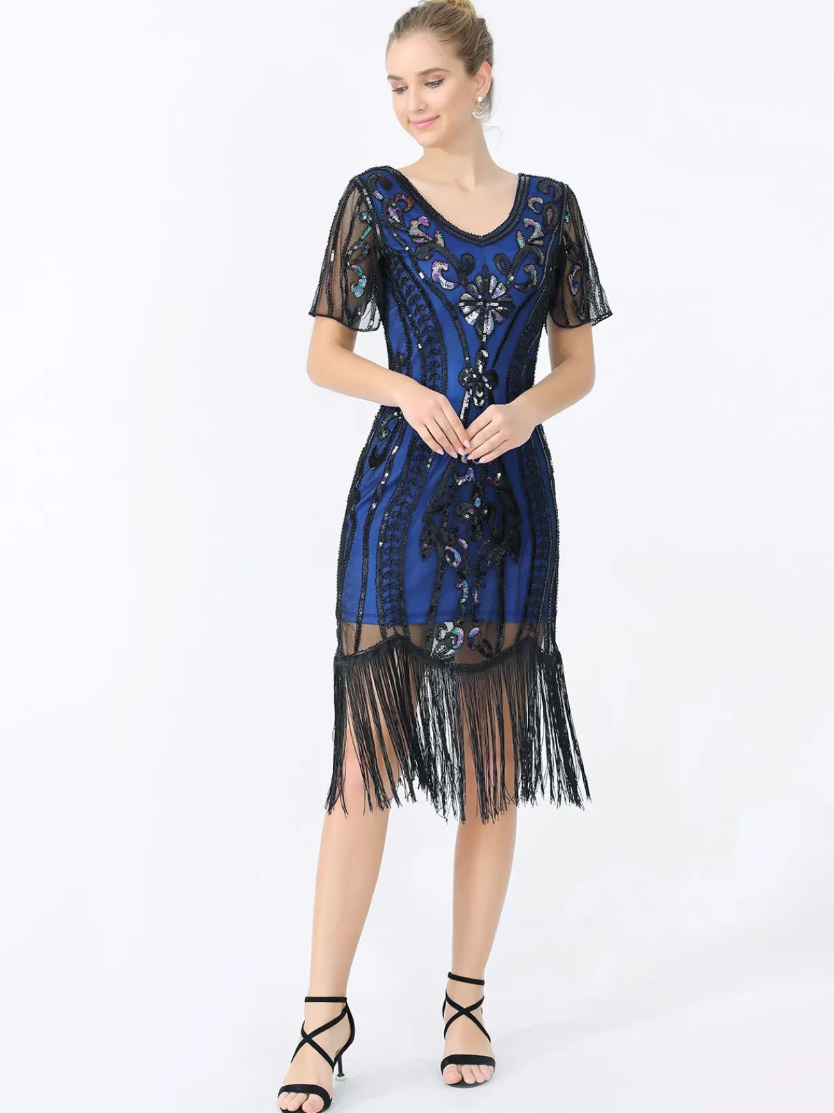 Sale Retro Stage 1920s Fringe Sequin Flapper Dress