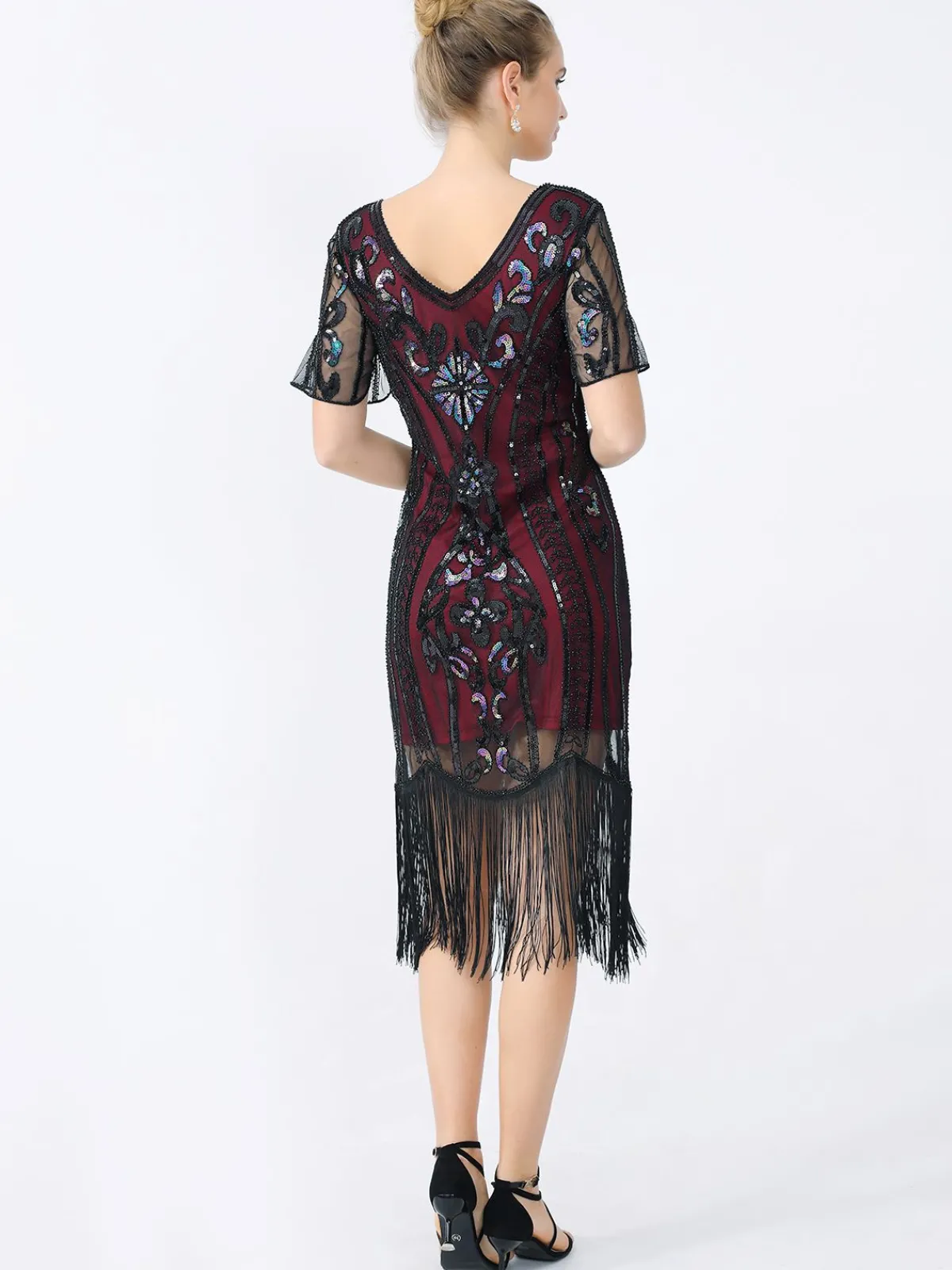 Sale Retro Stage 1920s Fringe Sequin Flapper Dress