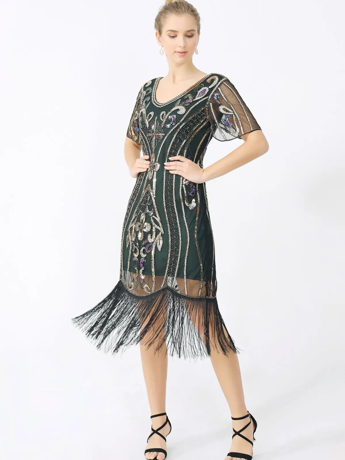 Sale Retro Stage 1920s Fringe Sequin Flapper Dress