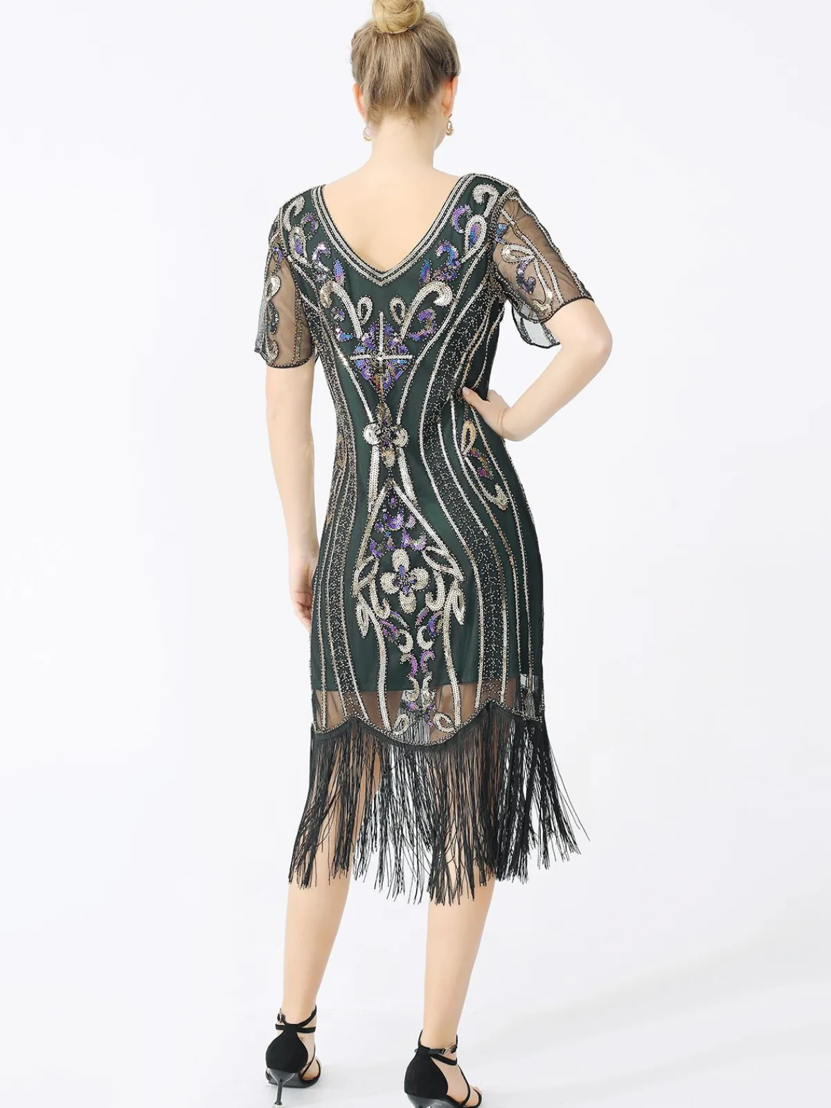 Sale Retro Stage 1920s Fringe Sequin Flapper Dress