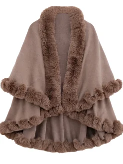 Sale Retro Stage 1950s Fur Collar Double Layer Cape Shawl