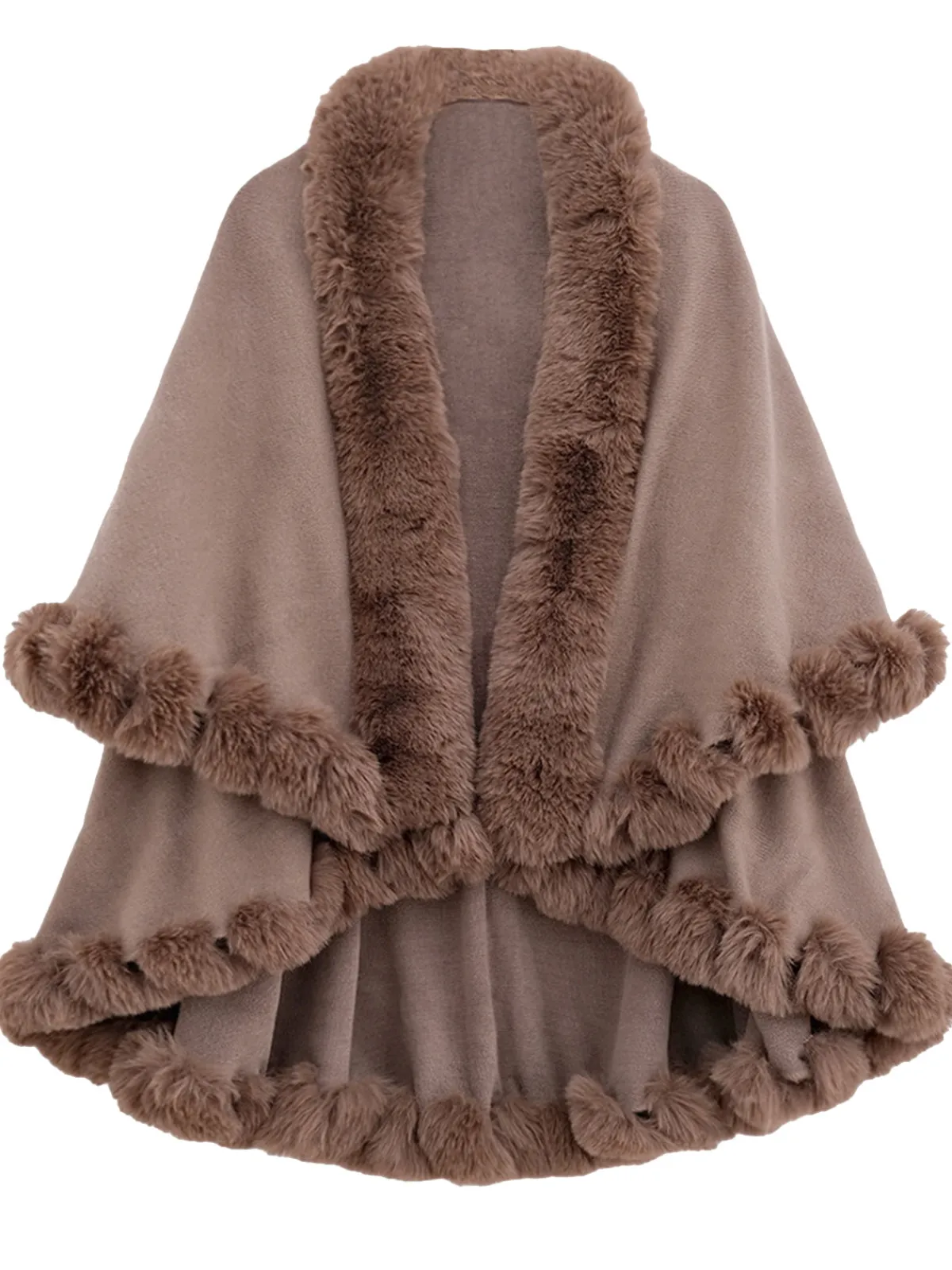 Sale Retro Stage 1950s Fur Collar Double Layer Cape Shawl