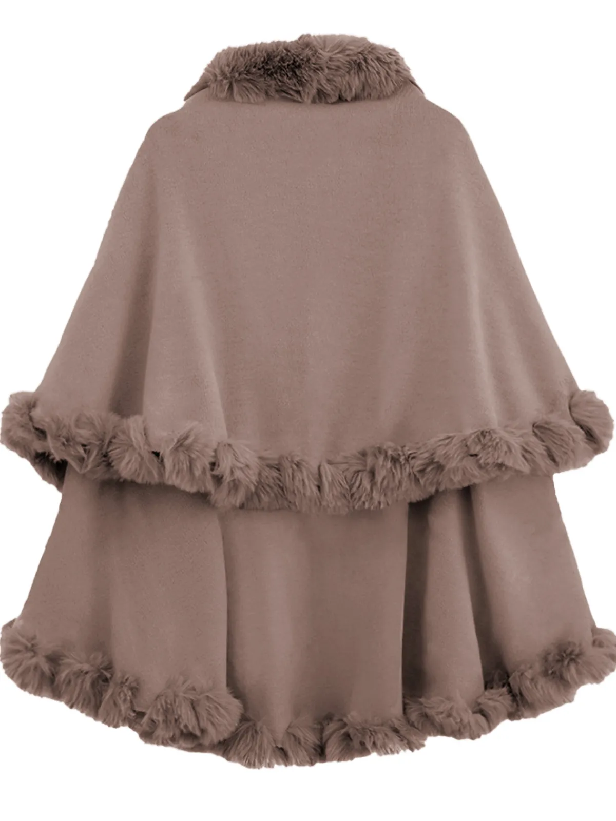 Sale Retro Stage 1950s Fur Collar Double Layer Cape Shawl
