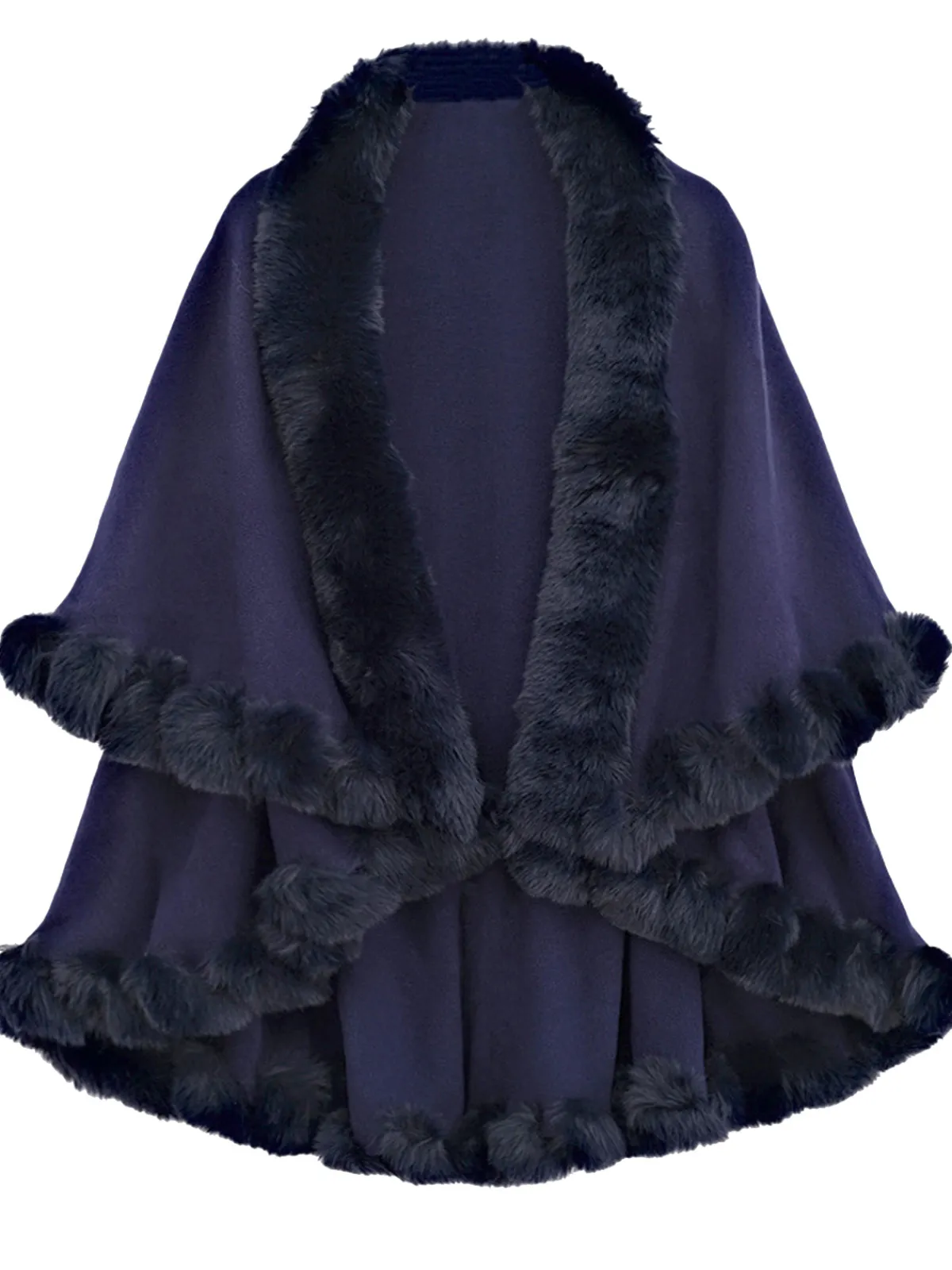 Sale Retro Stage 1950s Fur Collar Double Layer Cape Shawl
