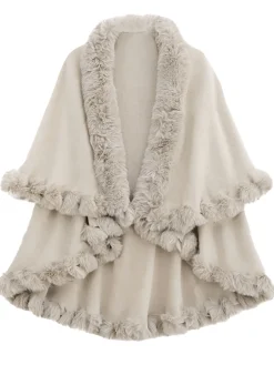 Sale Retro Stage 1950s Fur Collar Double Layer Cape Shawl