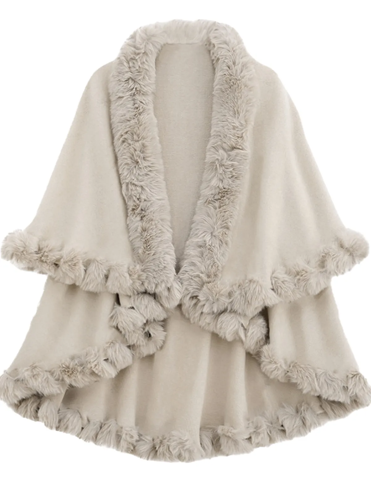 Sale Retro Stage 1950s Fur Collar Double Layer Cape Shawl