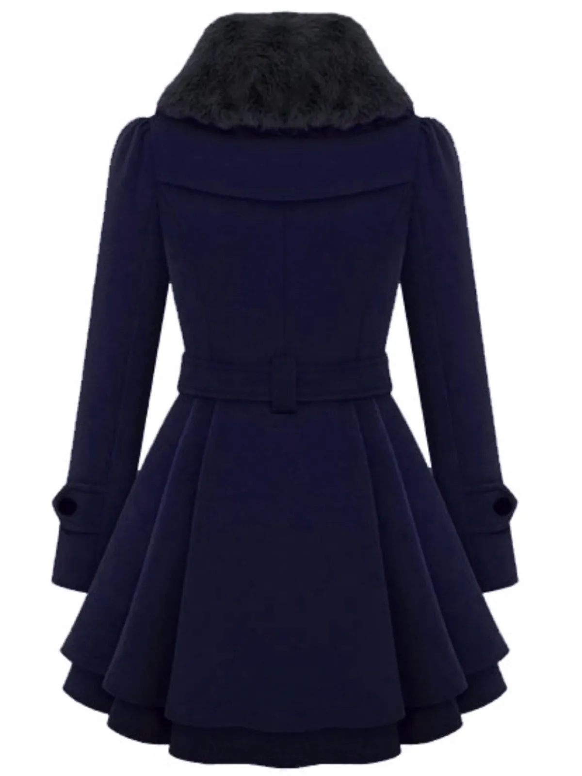 New Retro Stage 1950s Fur Collar Waisted Winter Coat