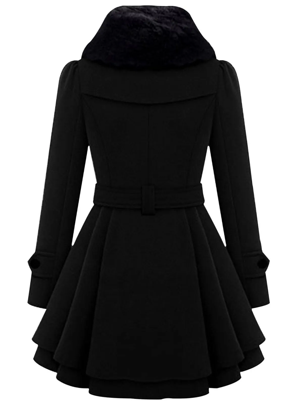 Online Retro Stage 1950s Fur Collar Waisted Winter Coat