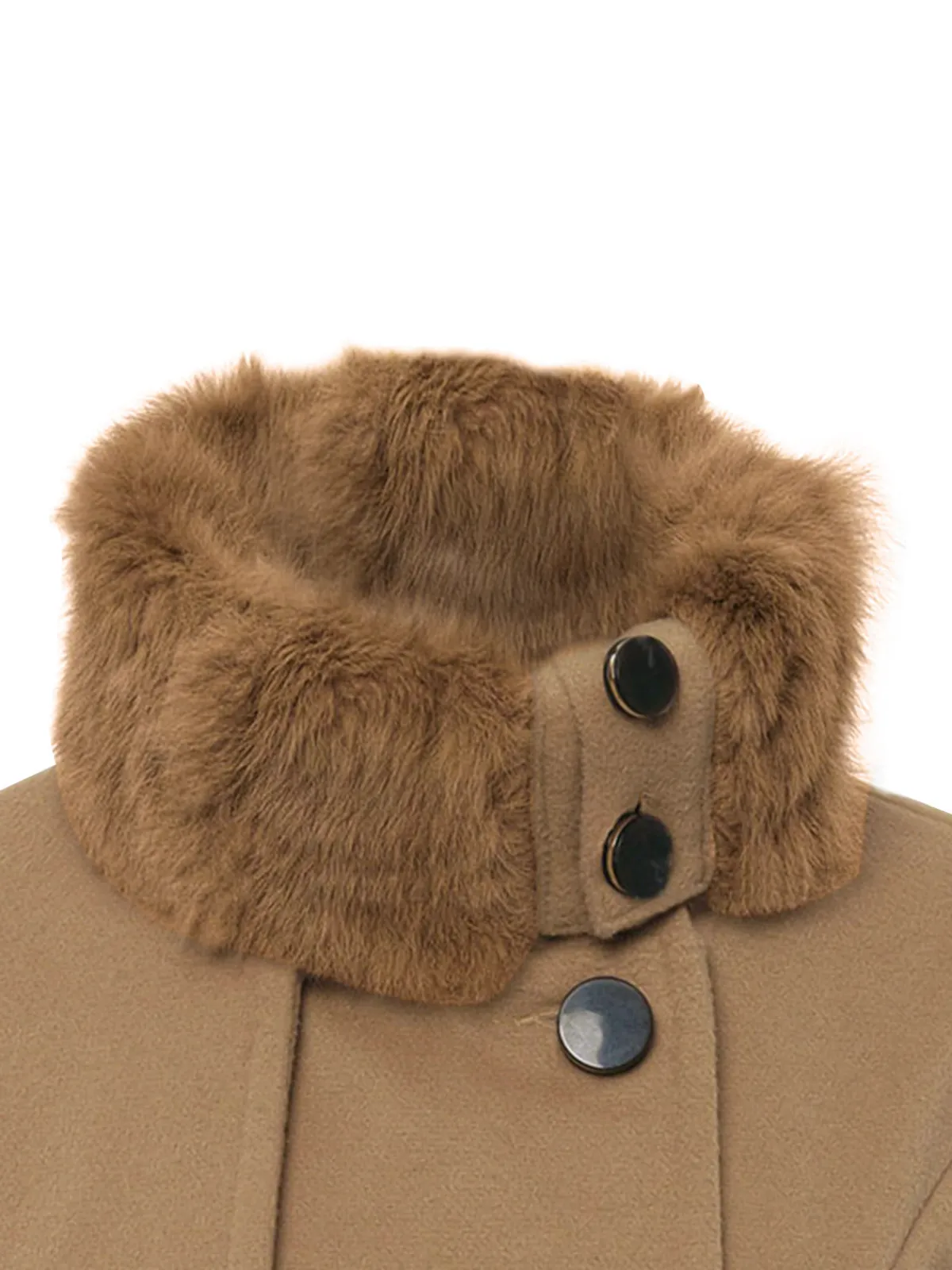 Online Retro Stage 1950s Fur Collar Waisted Winter Coat