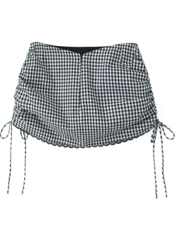 Sale Retro Stage 1970s Gingham Plaid Lace Bow Skirt