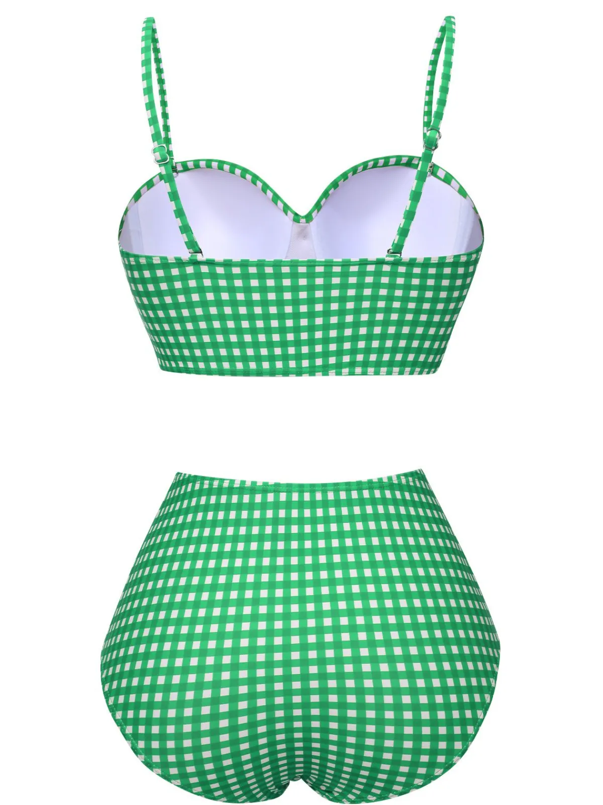 New Retro Stage 1950s Gingham Plaid Suspender Swimsuit