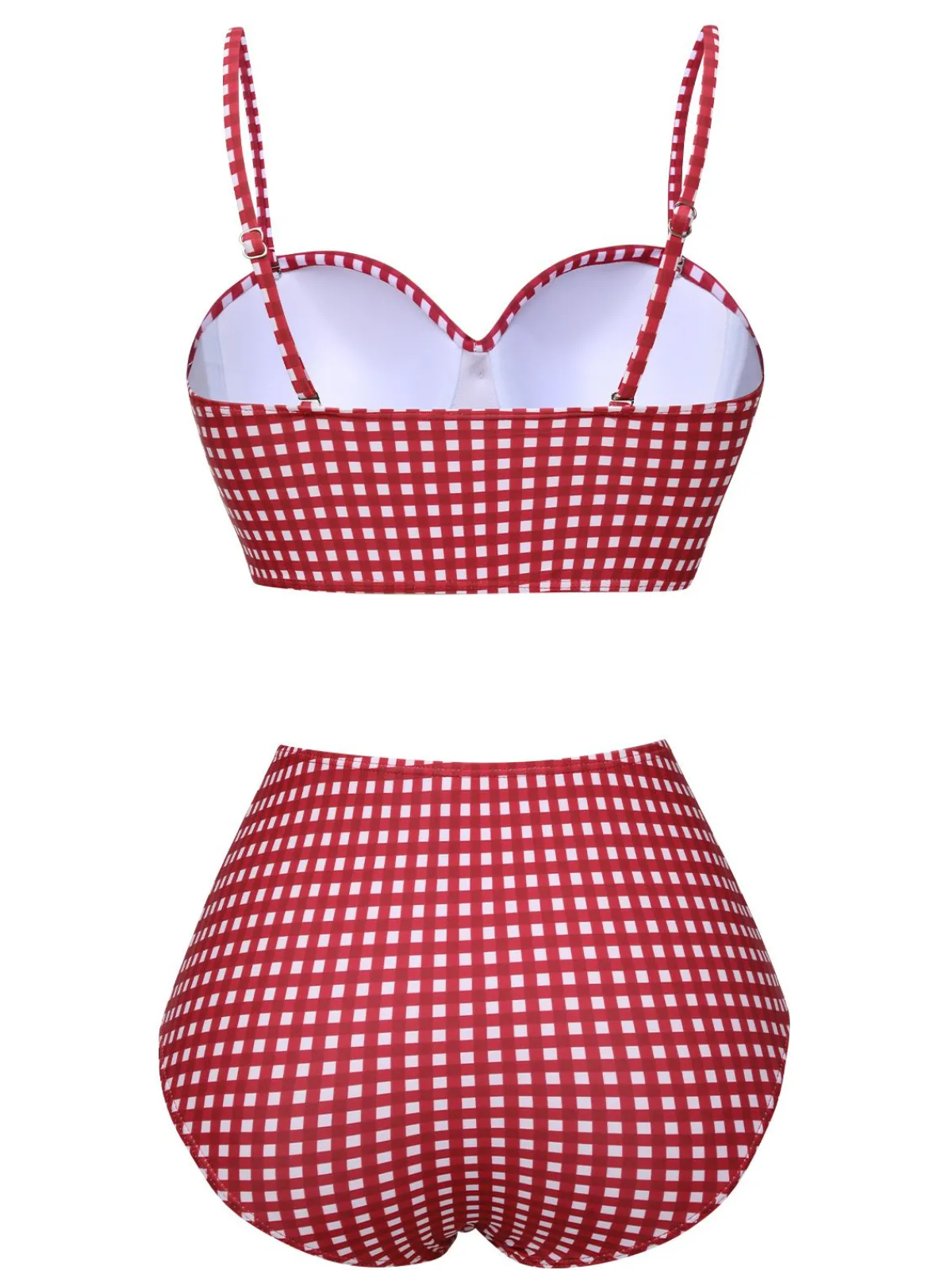 New Retro Stage 1950s Gingham Plaid Suspender Swimsuit