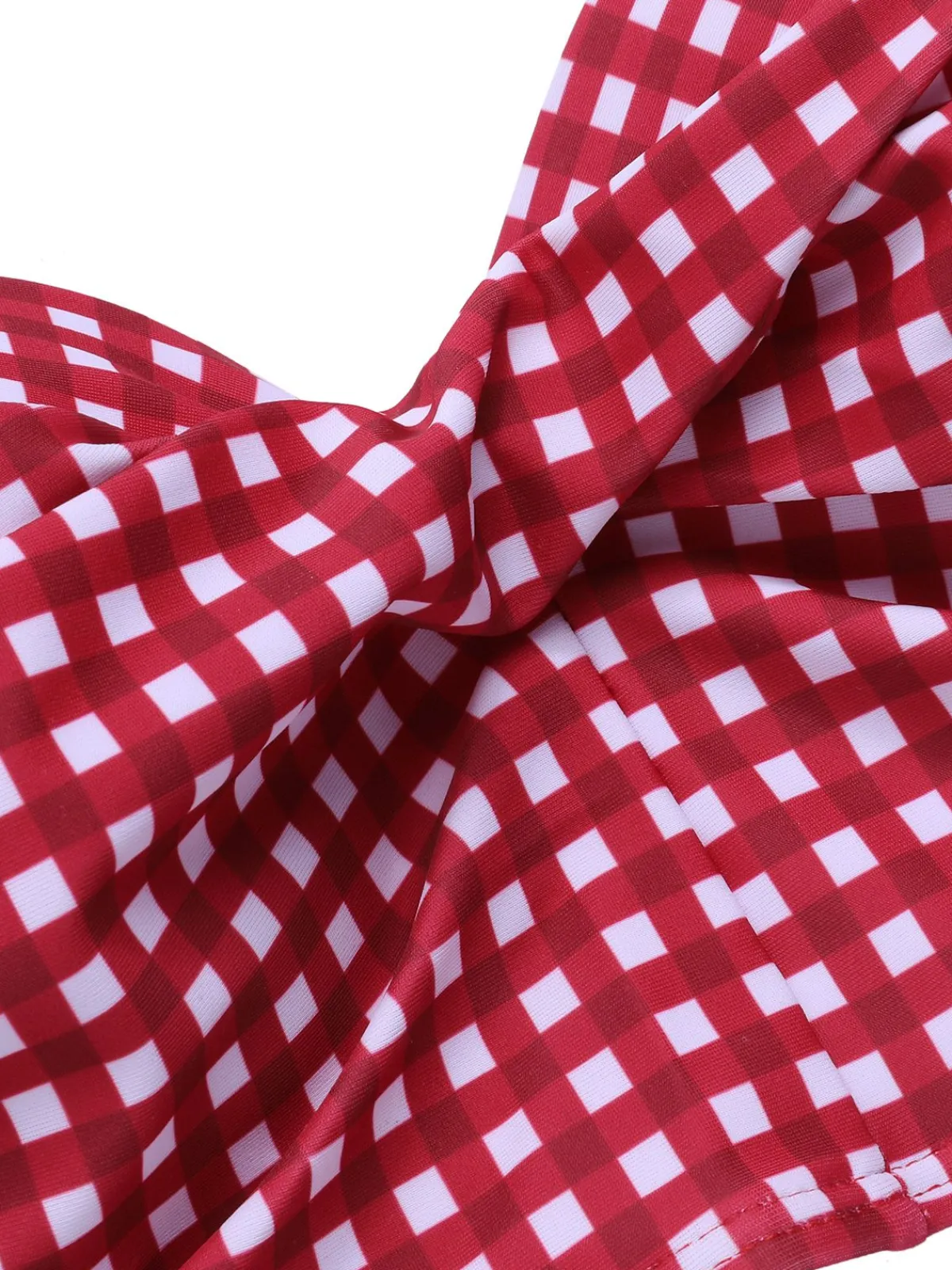 New Retro Stage 1950s Gingham Plaid Suspender Swimsuit