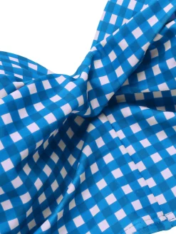 New Retro Stage 1950s Gingham Plaid Suspender Swimsuit