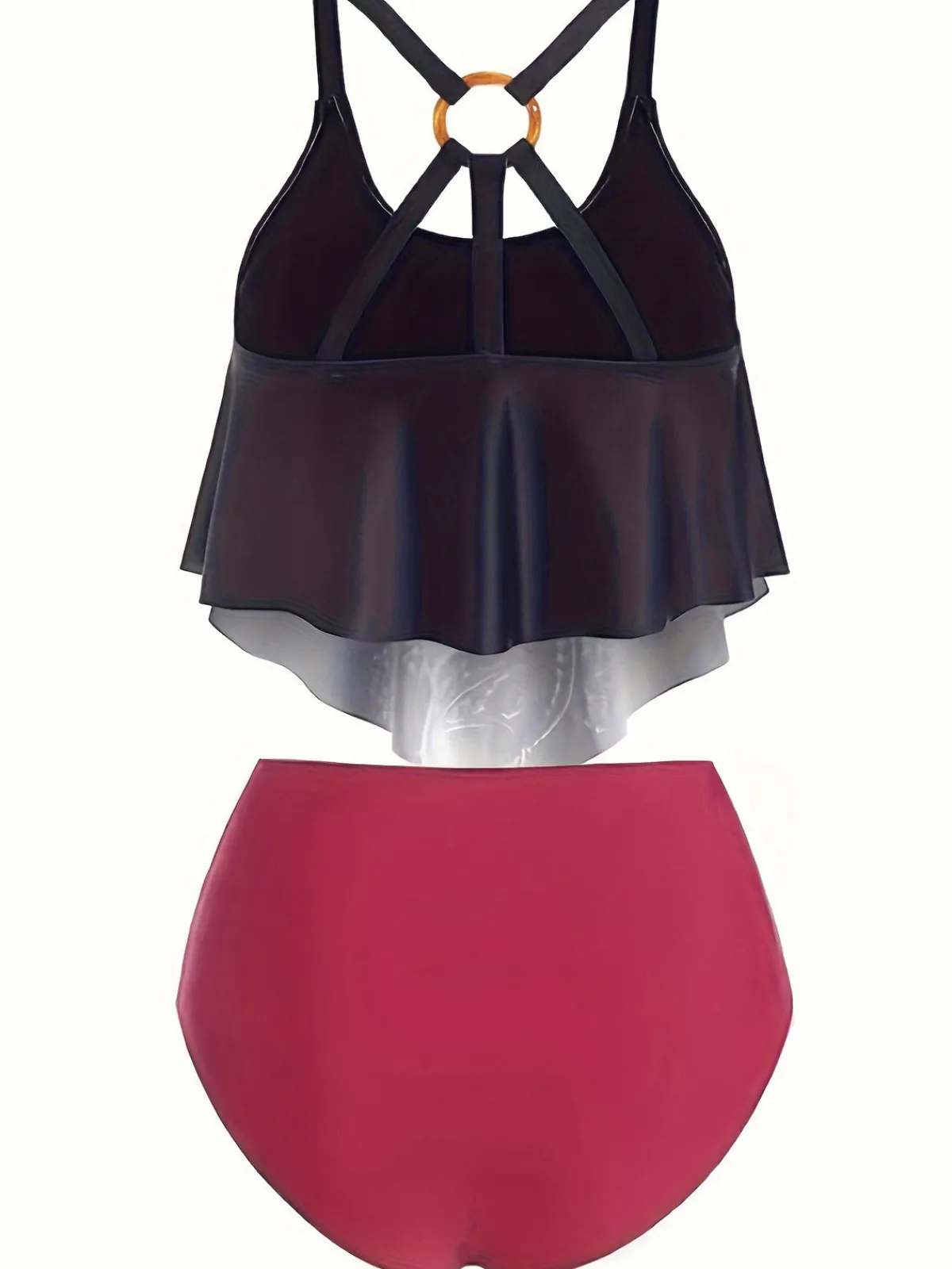 Discount Retro Stage 1980s Gothic Dragon Back-Cross Ruffle Swimsuit