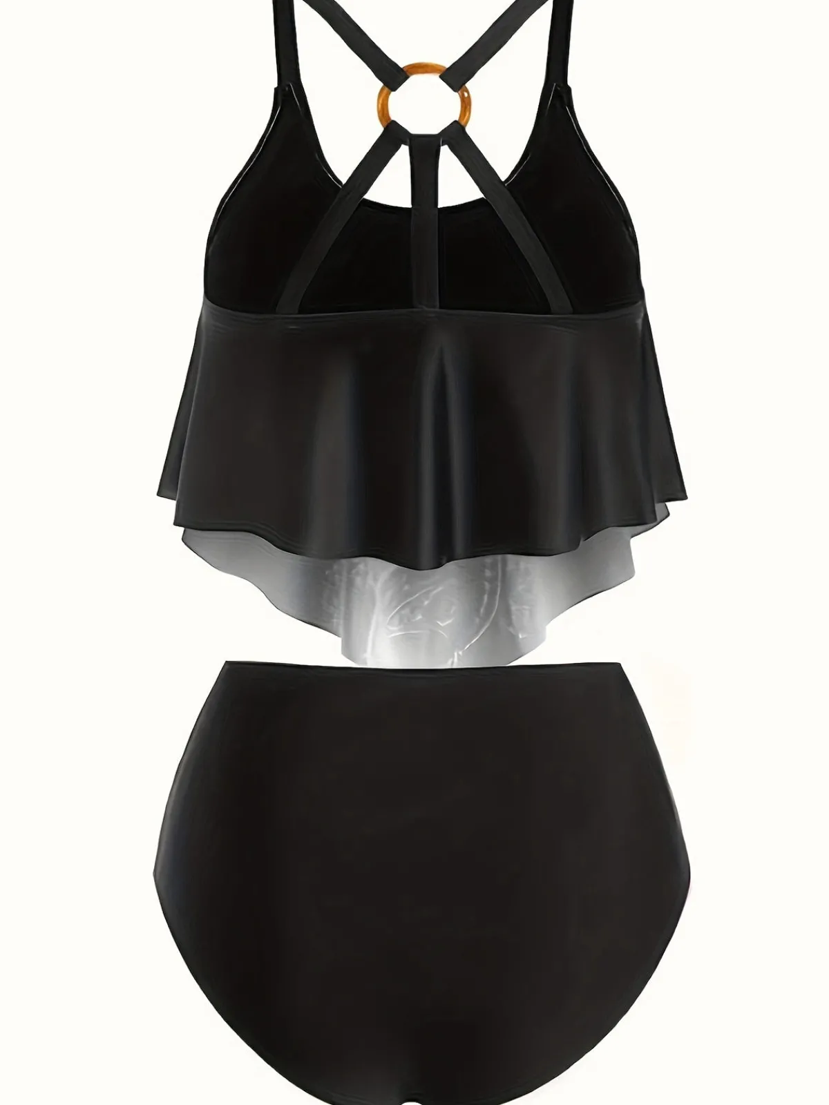 Discount Retro Stage 1980s Gothic Dragon Back-Cross Ruffle Swimsuit