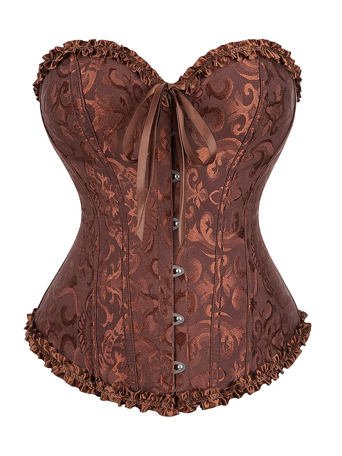 Sale Retro Stage 1970s Gothic Jacquard Panel Lace Corset Top