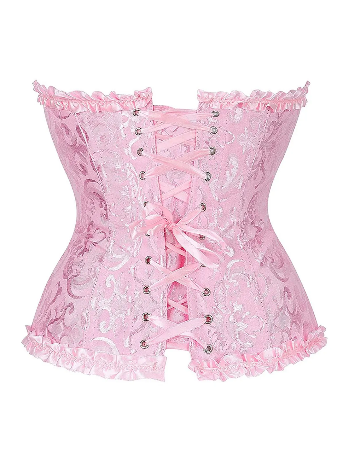 Sale Retro Stage 1970s Gothic Jacquard Panel Lace Corset Top