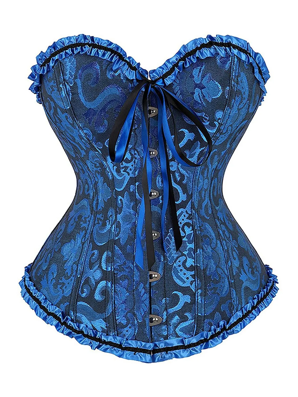 Sale Retro Stage 1970s Gothic Jacquard Panel Lace Corset Top