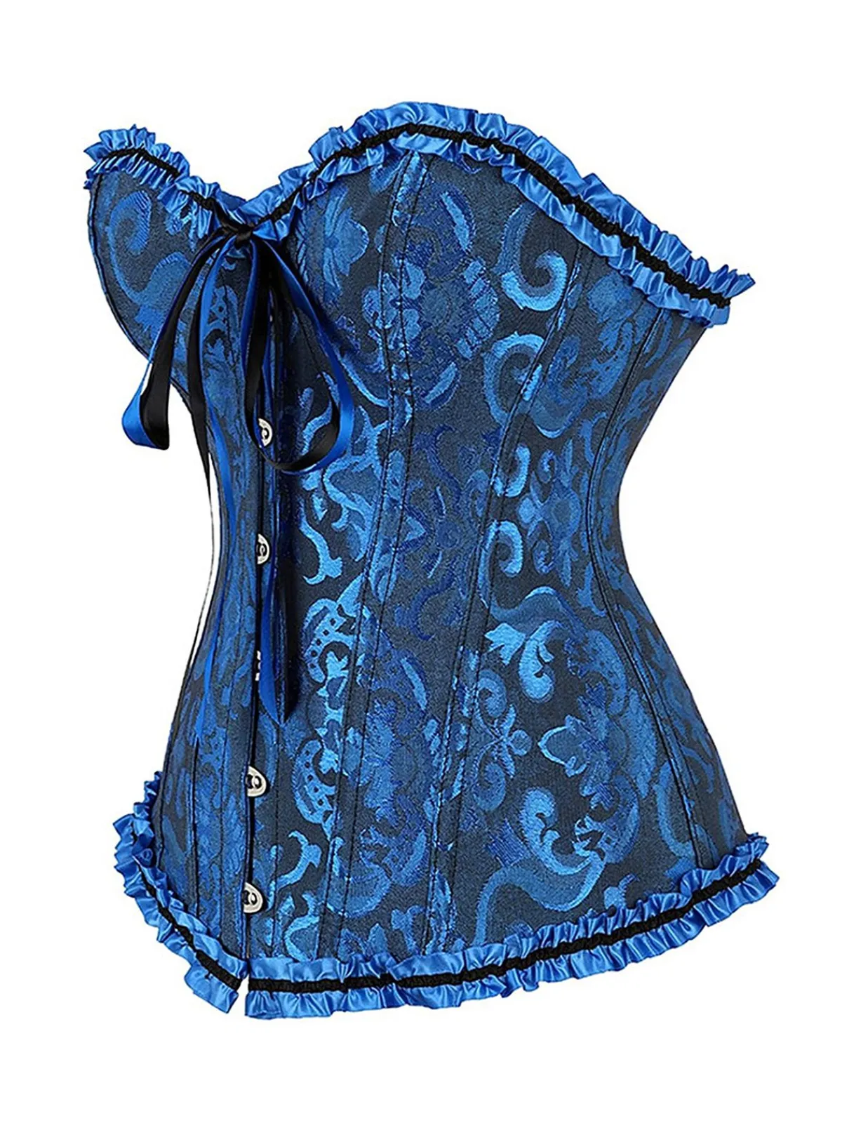Sale Retro Stage 1970s Gothic Jacquard Panel Lace Corset Top