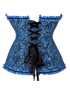 Sale Retro Stage 1970s Gothic Jacquard Panel Lace Corset Top
