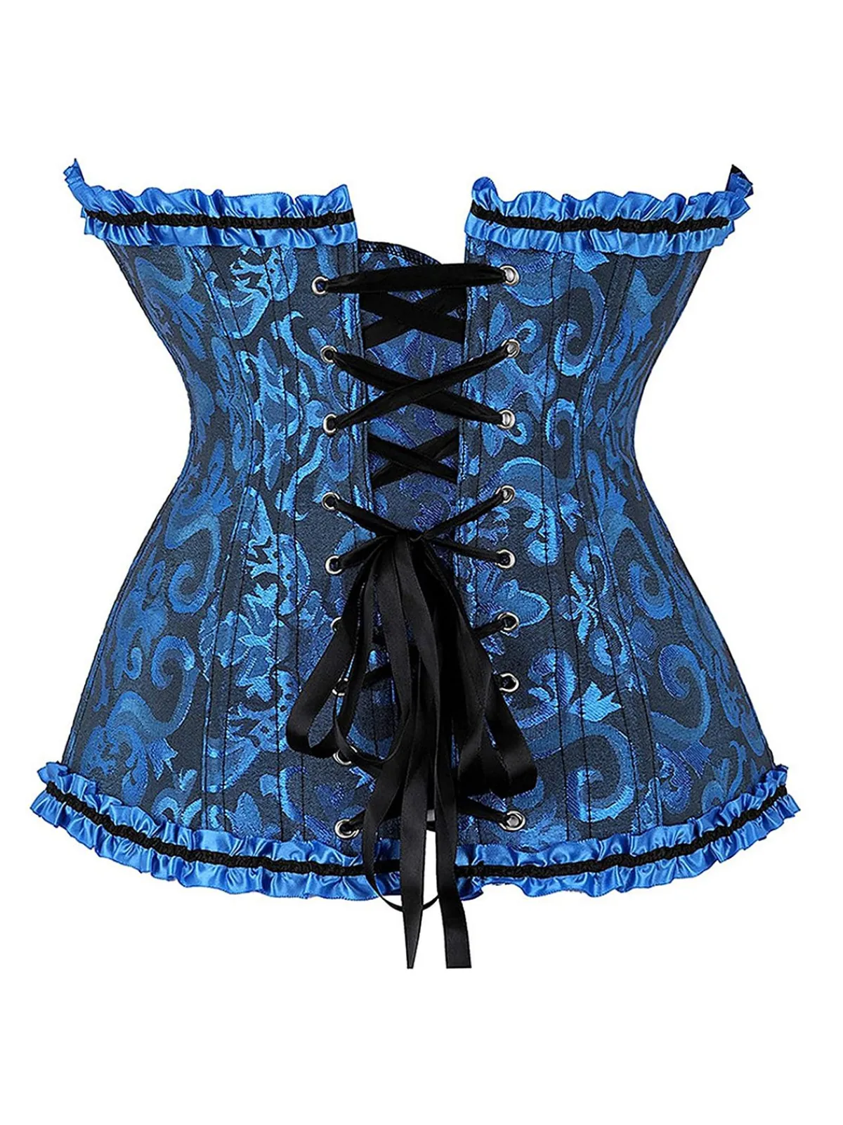 Sale Retro Stage 1970s Gothic Jacquard Panel Lace Corset Top