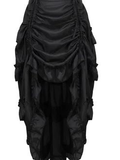 Online Retro Stage 1970s Gothic Steampunk Wrinkle High Low Hem Skirt