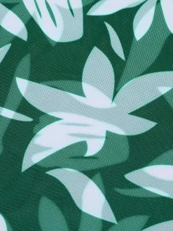 Sale Retro Stage 1960s Leaf Sleeveless Camisole Strap Swimsuit Green