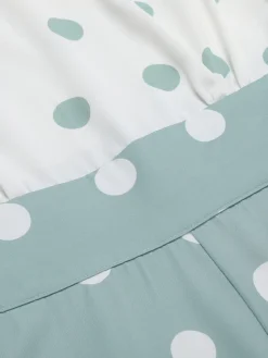 Fashion Retro Stage 1930s White Splicing Polka Dot Jumpsuit Green