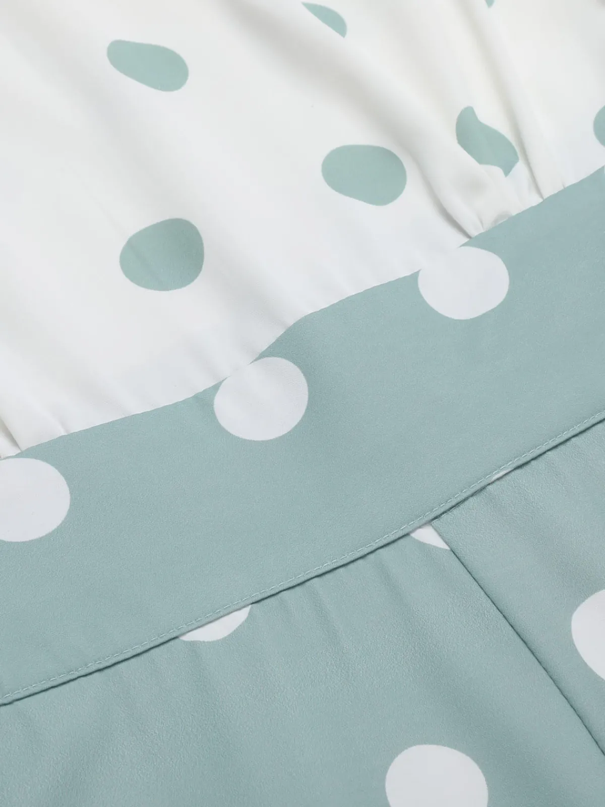 Fashion Retro Stage 1930s White Splicing Polka Dot Jumpsuit Green